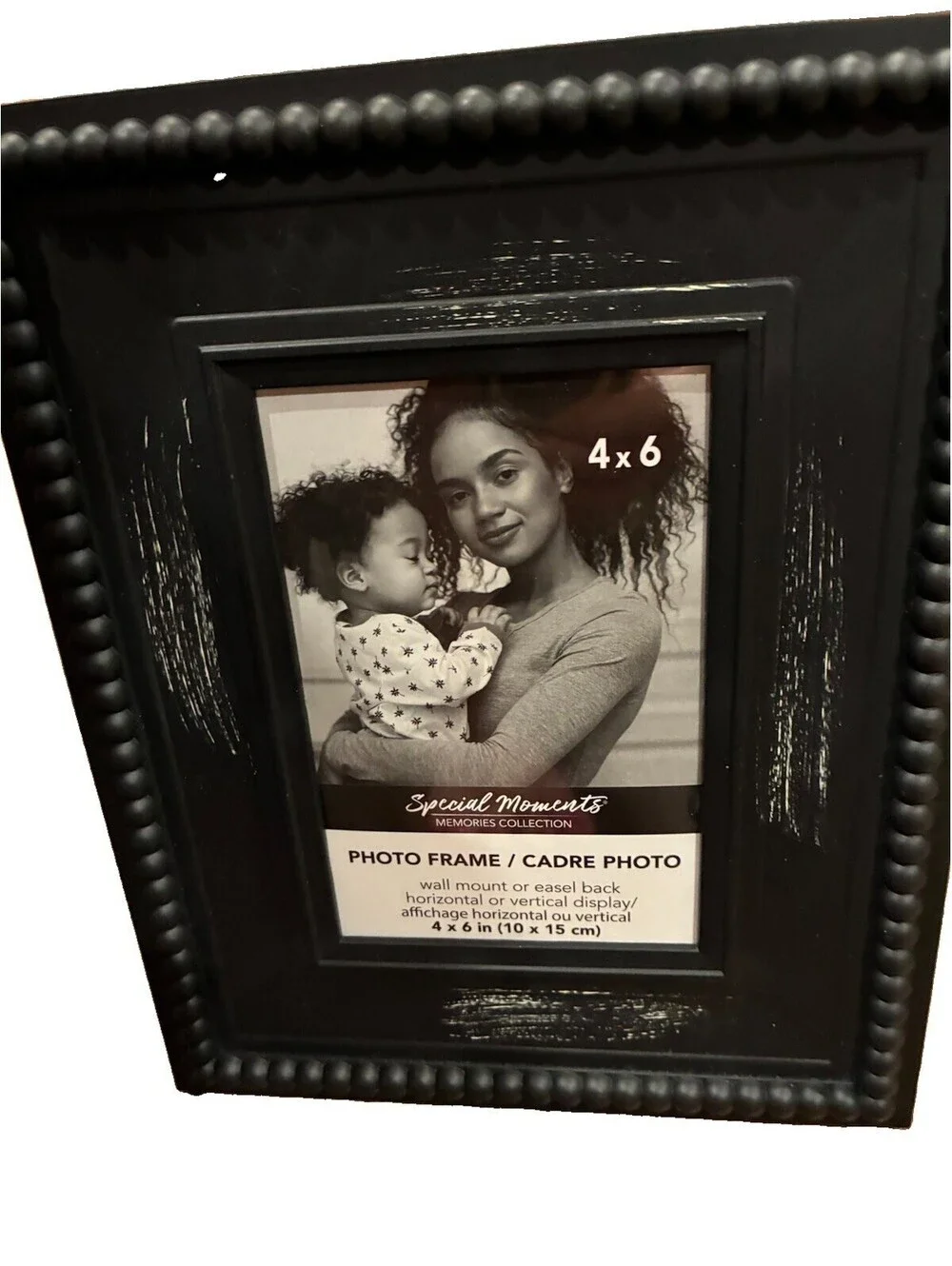 Special Moments Black Beaded Plastic Photo Frame 4x6 Rustic Farmhouse Distressed